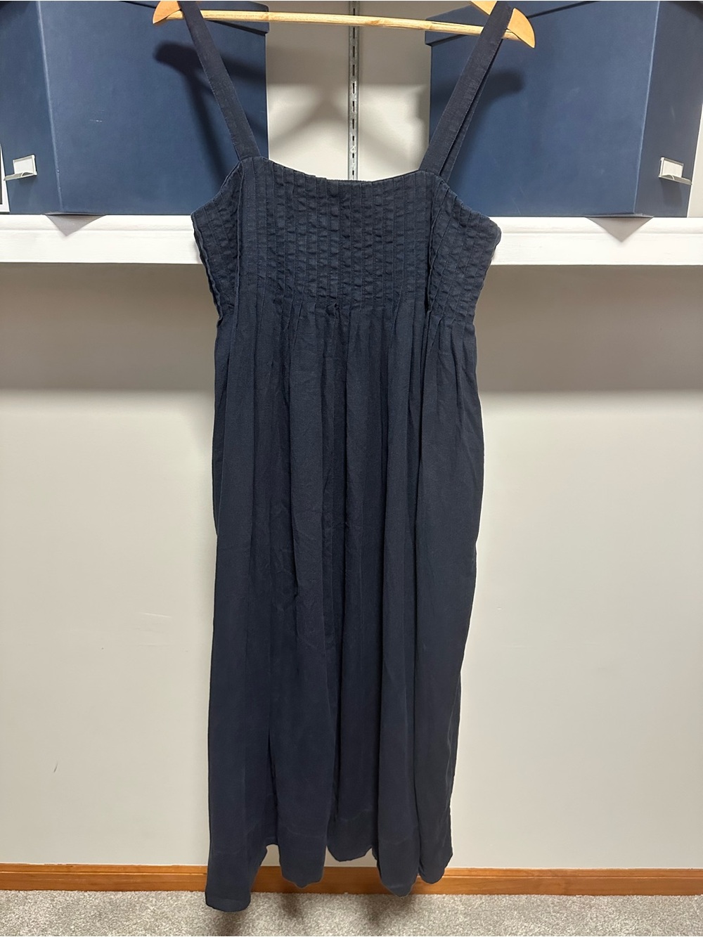 Banana Republic Linen Blend Drapey Pleated Midi Dress Coastal Lagenlook Boho M - Picture 2 of 12